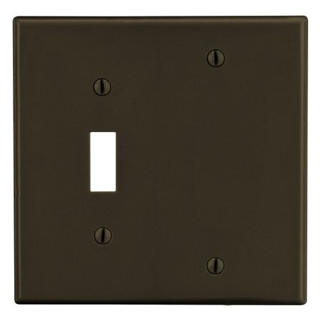 HUBBELL WIRING DEVICE-KELLEMS Wallplate, 2-Gang, 1) Toggle 1) Blank, Brown P113